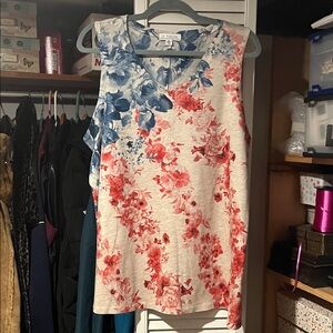 Kim Rogers Floral Tank Top - Red and Blue